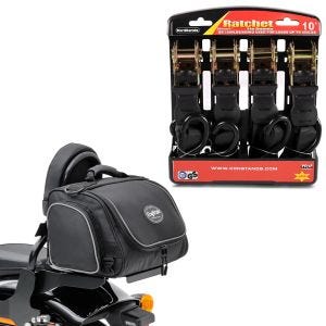 Sett: Motorsykkel haleveske TM2 Sissybar bag 14 liter sw Craftride med stroppsett sw
