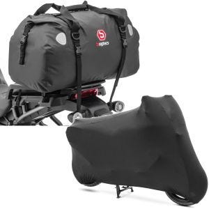 Sett: Motorsykkel halebag Drybag XF60 wd Volum 60l Bagtecs med motorsykkeldeksel Indoor XL-XXL Stretch Garage sw
