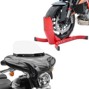 Sett: Batwing fairing egnet for choppere og spesialsykler Craftride med motorsykkel rocker Easy-Plus opptil 21 tommer rød