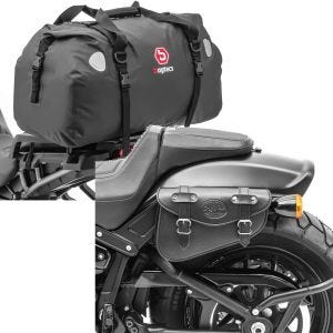 Sett: Motorsykkel halebag Drybag XF60 wd volum 60l Bagtecs med salveske venstre Arizona 3Ltr egnet for Chopper sw
