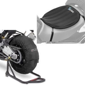 Sett: Motorsykkel dekkvarmer sett Laguna Seca 60-80°C 17 tommer sw ConStands med gel setepute neopren L sw