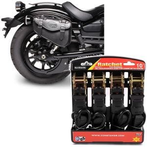 Sett: Motorsykkel salveske høyre Arizona 3Ltr sideveske egnet for Chopper sw Craftride med stroppsett sw