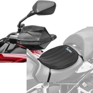 Sett: Motorsykkel håndbeskyttere HG2 håndbeskyttere univ sw Moto Guard med gel setepute neopren L gel pute setetrekk sw.