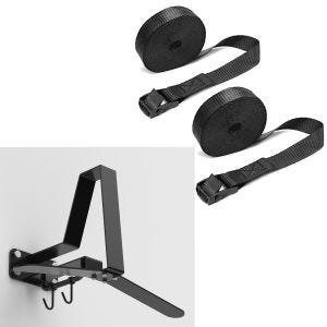 Sett: Motorsykkelgarderobe WH2 veggfeste hjelmholder sw XGP med motorsykkel spennstropp sett surrestropper 150cm 2 stk i sw