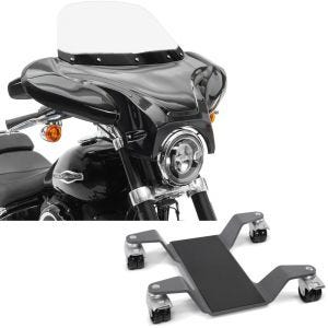 Sett: Batwing for choppere og spesialsykler Craftride med manøvreringshjelp for hovedstativ med ABE Easy Mover II opptil 400 kg grå