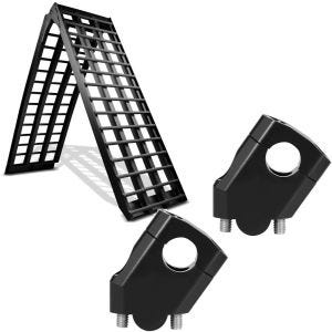 Sett: Aluminiumsrampe V sw, opp til 680 kg, sammenleggbar, egnet for motorsykkel ConStands med styrestige 40mm Aluminium egnet for styre med Ø 22mm 7/8" sw