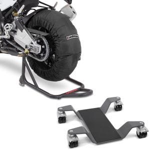 Sett: Motorsykkel dekkvarmer Laguna Seca 60-80°C 17" sw ConStands med manøvreringshjelp Easy Mover II opptil 400 kg grå