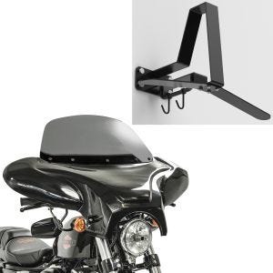Sett: Batwing fairing egnet for choppere og spesialsykler rg Craftride med motorsykkelgarderobe WH2 veggfeste hjelmholder sw