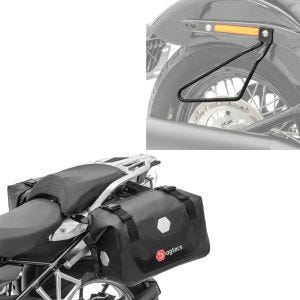 Sett: Motorsykkel-setevesker vanntett RB25 med rullelukking Bagtecs med salveskeholder universal sw