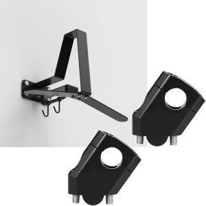 Sett: Motorsykkel garderobe WH2 veggmontert hjelmholder sw XGP med styrerør 40mm aluminium egnet for styre med Ø 22mm 7/8" sw