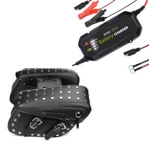 Sett: Sadelvesker egnet for retro sykler Retro VH6 sw Craftride med batterilader BC2 helautomatisk 1500mA