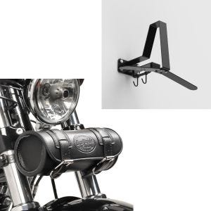 Sett: Motorsykkel garderobe WH2 veggfeste hjelmholder sw XGP med verktøyrull Elgin 2,4 liter egnet for retro sykler sw