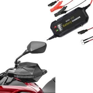Sett: Motorsykkel håndbeskyttere HG2 håndbeskyttere univ sw Moto Guard med batterilader BC2 helautomatisk 1500mA