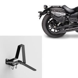 Sett: Motorsykkel garderobe WH2 veggfeste hjelmholder sw XGP med salveske høyre Arizona 3Ltr egnet for Chopper sw