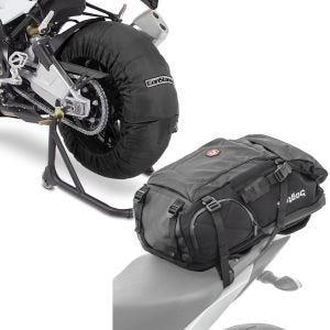 Sett: Motorsykkel dekkvarmer Laguna Seca 60-80°C 17" sort ConStands med ryggsekk HX5 halebag bd. 45Ltr med hjelmholder