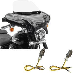 Sett: Batwing fairing egnet for choppere og spesialsykler Craftride med LED-indikatorer motorsykkel KP8 ECE par tonet