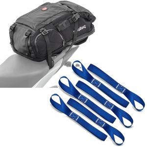 Sett: Motorsykkelryggsekk HX5 wd 45Ltr med hjelmholder Bagtecs med surringsløkker egnet for spennstropper, megapakke med 6 stk.