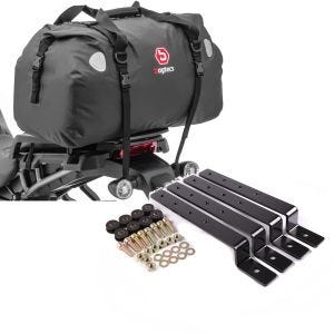 Sett: Motorsykkel hale bag Drybag XF60 wd Volum 60l Bagtecs med holdesett egnet for Chopper sidevesker sort