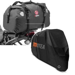 Sett: Motorsykkel hale bag Drybag XF60 vanntett volum 60l Bagtecs med motorsykkel presenning BC1 XXL deksel i svart
