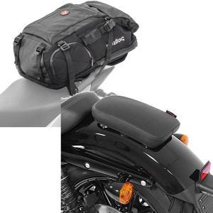 Sett: Motorsykkelryggsekk HX5 wd 45Ltr med hjelmholder Bagtecs med pillion sugekopp setepute egnet for Custom Bikes Glider X sw.