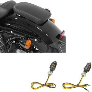 Sett: Pillion sugekopp setepute egnet for tilpassede sykler Glider X sw Craftride med LED-indikatorer motorsykkel KP8 ECE par tonet