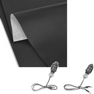 Sett: Motorsykkelsetetrekk imitert skinn karbonlook XL 140x100 cm setetrekk Tourtecs med LED-indikatorer KP8 ECE par tonet