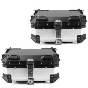 Sett med 2x motorsykkel aluminium toppkoffert Bagtecs XB28 aluminium universal 28 liter sølv