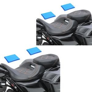 Sett med 2x gel seter egnet for Harley Davidson Touring 09-24 komfortsete RH3G Craftride svart-oransje