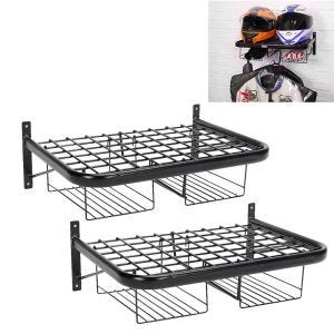 Sett med 2x motorsykkel kappeholder XGP WH6 veggfeste hjelmholder svart