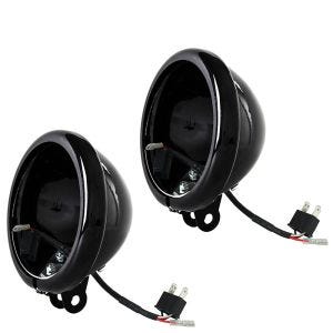 Sett med 2x LED frontlyshussett 5,75" egnet for Harley Davidson Craftride HG2 lampeholder svart