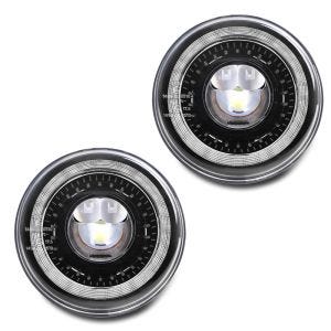Sett med 2x LED-frontlykter 7" egnet for Harley Davidson-lykter med E-merke DRL DE1 sort Craftride