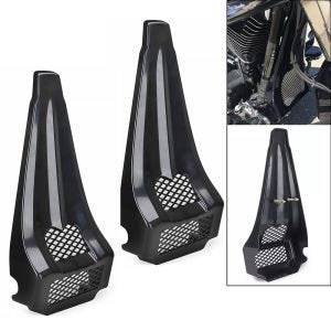 Sett med 2x frontspoiler egnet for Harley Davidson Touring 97-13 radiatordeksel Craftride BH1 blank svart