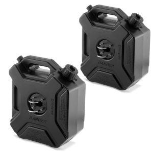 Sett med 2x motorsykkelreservebeholdere 5L med holderbeholder plast Bagtecs JC8 sort