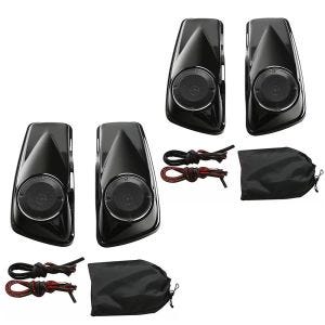 Sett med 2x sidedeksellokk med 6,5" høyttalere Craftride egnet for Harley Davidson Touring 14-24 svart