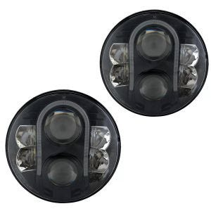 Sett med 2x LED frontlykter 7 tommer egnet for Harley Davidson med ECE hovedlykt Craftride TH3 svart
