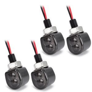 Sett med 2x LED mini indikatorer motorsykkel Lumitecs FR12 E-mark 2 stykker front-bak tonet svart