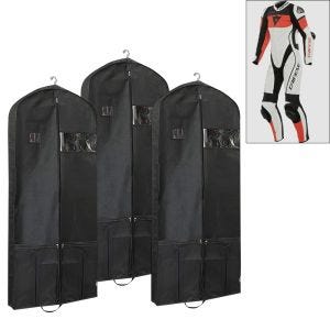 Sett med 3 plaggposer i skinndress for motorsykkel 65 x 170 cm Tourtecs LK14 beskyttelsesdeksel pustende svart