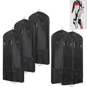 Sett med 5 plaggposer i skinndress for motorsykkel 65 x 170 cm Tourtecs LK14 beskyttelsesdeksel pustende svart