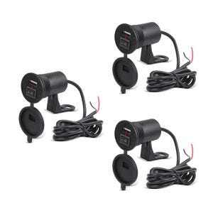 Sett med 3 12V motorsykkel USB-uttak Lumitecs US4