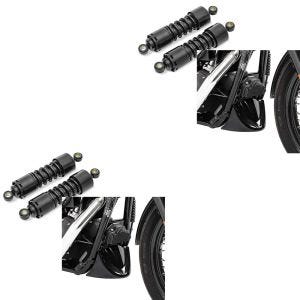 2x sett: Støtdemper 11 tommer egnet for Harley Davidson Dyna Street Bob 06-17 Fjærbein fra Craftride svart + frontspoiler egnet for Harley Davidson Dyna Street Bob 06-17 Craftride