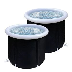 Sett med 2 oppblåsbare isbad Cranit EB14 PVC istønne bærbar 75 x 75 cm svart