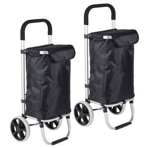 Sett med 2 sammenleggbare handlevogner ET1 Divit handlekurv handlekurv 50 liter sort