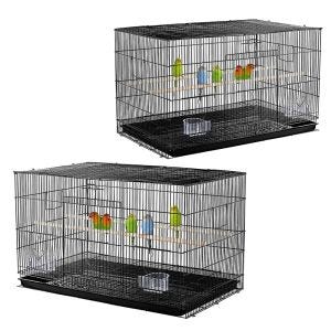 Sett med 2 fuglebur med trestenger Divit fuglevolier med smussbrett 76 x 45 x 46 cm PL8 svart