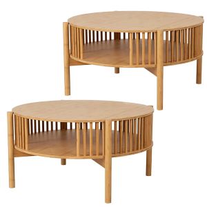 2x salongbord rundt bambus Divit SR92 sidebord stue med hylle