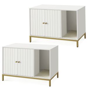 2x Feandrea kattesandboksskap Divit BK2718 kattetoalett, med skrapematte 80 x 50 x 55 cm