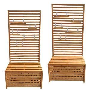 2x hageskrin med hyller Divit GR1 hagebenk plantehylle