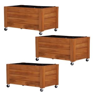 Sett med 3 plantepotter på hjul Divit FC58 plantekasse høybed ved 78 x 52 x 40,5 cm