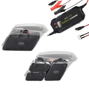 Batterilader 1500mA + etui innervesker som passer for Harley Davidson Touring 08-24