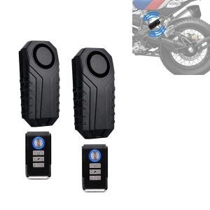 2x tyverialarm med fjernkontroll 113Db vanntett Tourtecs vibrasjonsalarm DA1