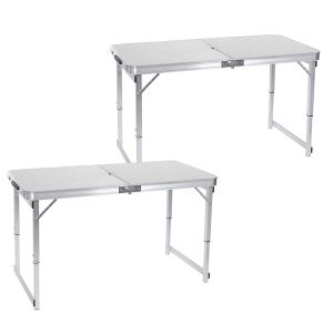x campingbord sammenleggbart aluminium Vanit sammenleggbart bord bærbart høydejusterbart ME57 sølv NYHET
